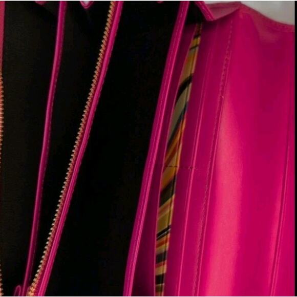 Paul Smith Pink Envelope Wallet Gold Heart Clasp Stripe Lining 7.5" x 4" - Picture 7 of 9
